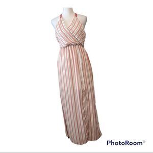 Monteau super cute pink striped sleeveless maxi dress GUC